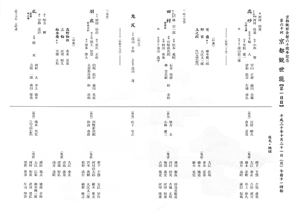 京都観世会館60周年記念　第60回 京都観世能【第１日目】